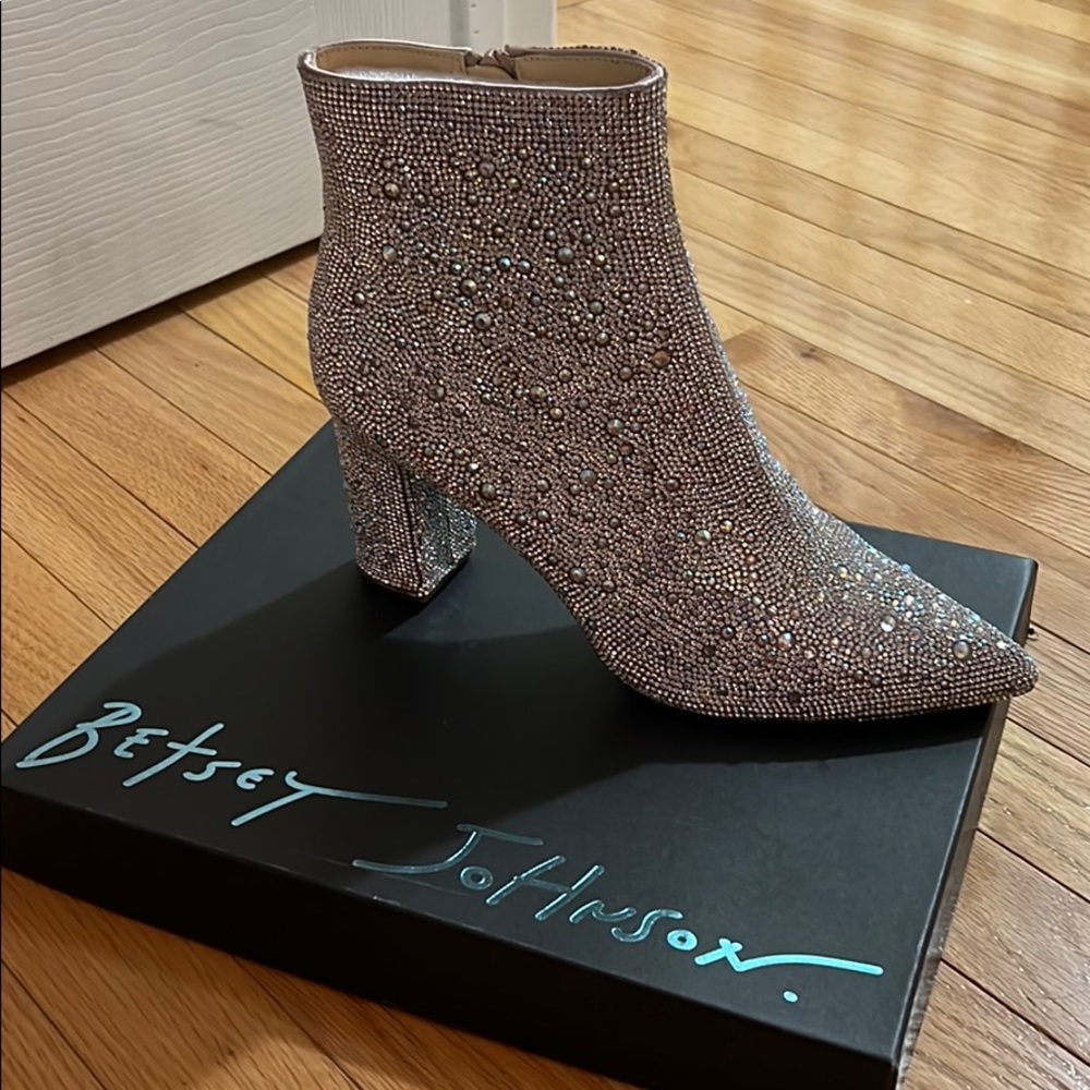 Betsey Johnson Sparkly Bridal Booties